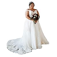 Plus Size Off Shoulder Lace up Corset Bridal Ball Gowns Long Train Wedding Dresses for Bride