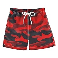 Red Camo Boys Swim Trunks Swim Beach Shorts Baby Kids Swimwear Board Shorts Hawaii Beach Essentials,2T