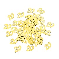 Amosfun 1200pcs 20th Birthday Table Confetti for 20th Birthday Wedding Anniversary Party Decorations Supplies (Golden)