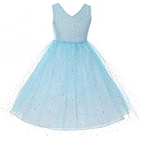 Little Girls Big Girls Dress – Glitter Polka Dot Mesh Princess Flower Girl Dress