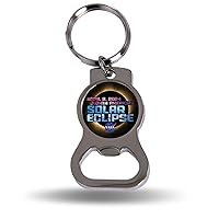 Rico Industries 2024 Solar Eclipse Metal Keychain - Beverage Bottle Opener With Key Ring - Pocket Size
