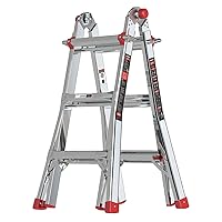 STEALTH Folding Ladder, 13 ft Aluminum Extension Ladder, 300 lbs Load Capacity, Portable Telescoping Ladder with Non-Slip Rubber, Multi-Position Step Ladders, for Working Indoor/Outdoor EM4X3L1