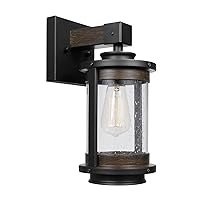 Globe Electric 65931 1-Light Wall Sconce, Dark Bronze, Dark Wood Finish Accents, Seeded Glass Shade, Wall Lights for Bedroom, Kitchen Sconces Wall Lighting, Wall Lights for Living Room, Dimmable
