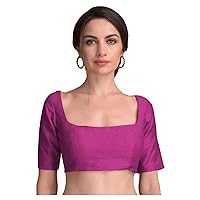 Elina fashion Women's Readymade Banglori Silk Wine Blouse For Sarees Indian Bollywood Designer Padded Stitched Choli Crop Top