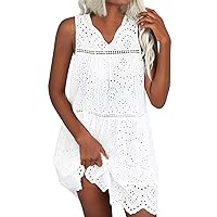 Summer Dresses for Women 2023 Women Sleeveless Sexy Dress Lace Dress Loose Lace Up Hollow Casual Women's Casual