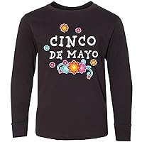 inktastic Cinco De Mayo with Flowers Youth Long Sleeve T-Shirt