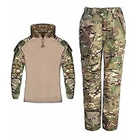 HARGLESMAN Kid's Tactical Military Suits Long Sleeve Amry Uniforms Combat Shirt and Pants