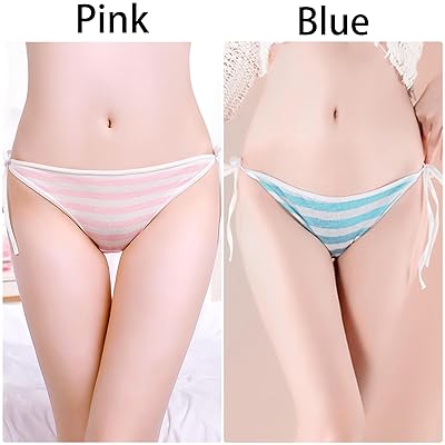 2 Colors Striped Panties Bikini Cotton Anime Blue Pink Cosplay Underwe –  YOMORIO