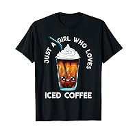 Just a Girl Who Loves Ices Coffee Anime Addict Kawaii Cold T-Shirt
