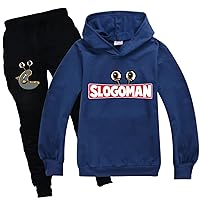 Boys Girls Slogoman Sweatshirts and Sweatpants Sets Kids Fall Novelty Hoodies Casual Lightweight Clothing Outfits