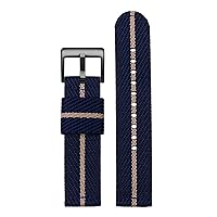 Fashion Woven Nylon Watch Band for Omega Seahorse 300 Canvas Thickened Sport Strap 18mm 20mm 22mm 24mm (Color : Blue Beige Black, Size : 22mm)