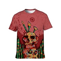 Mens Cool-Funny T-Shirt Graphic-Tees Novelty-Vintage Short-Sleeve Color Skull Hip Hop: Youth Boyfriend Unique Son Gifts