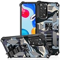 Case for Redmi Note 10 Pro 4G,Camouflage Military Protection [Built-in Kickstand] Magnetic Heavy Duty TPU+PC Shockproof Phone Case for Xiaomi Redmi Note 10 Pro/Redmi Note 10 Pro Max (Navy)