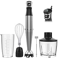 Immersion Blender Handheld Hand Blender 1100W, Trigger Variable Speed 5 in 1 Stick Blender, Emulsion Blender with Chopper, Whisk and Frother for Soup, Baby Food and Smoothies