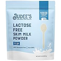 Judee’s Lactose Free Skim Milk Powder 5 LB - 100% Non-GMO, rBST Hormone-Free, Low Carb - Gluten-Free & Nut-Free - Made from Real Dairy - Great for Reconstituting and Baking with Skim Lactose-Free Milk