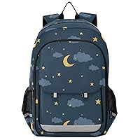 ALAZA Night Sky with Moon Stars and Cloud Backpack Daypack Bookbag