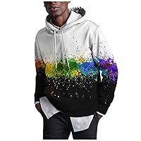 Men's Novelty Hoodies Long Sleeve Hooded Drawstring Tie Dye Sweatshirt Plus Size Hip Hop Pullover Tops with Pockets