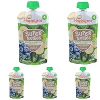 HAPPY TOT Organic Bananas Spinach Blueberries Immunity Baby Food, 4 OZ (Pack of 5)