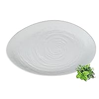 Creations Melamine Buffet Serving Platter, Steelite Heavy Use Unbreakable Commercial Foodservice Restaurant Grade, Scape Oval 15.7 by 9.5, Asymmetrical Textured Irregular Shaped Display Tray, White