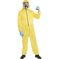 Yellow Hazmat Suit Set For Adults - Standard Size (Includes Jumper & Mask) - Safe to Use Gas Mask Costume, Perfect for Men's Halloween Costume, Themed Events, Birthday & More