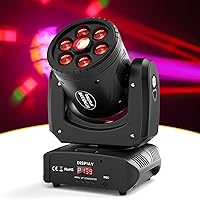 Moving Head Lights 120W 2 in 1 Bee Eye Gobos Lights RGBW 8 Gobos & Colors DJ Lights 16/18 Channels DMX 512 Controller Sound Activated for Wedding Club Christmas Party Stage Lighting
