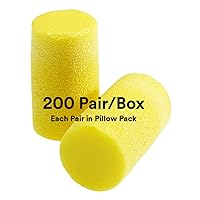 3M Ear Plugs, 200 Pairs/Box, E-A-R Classic Plus 310-1101, Uncorded, Disposable, Foam, NRR 33, For Drilling, Grinding, Machining, Sawing, Sanding, Welding, Slightly Longer Ear Plug, 1 Pair/Pillow Pack