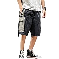 Andongnywell Men's Mid Waist Cargo Shorts Relaxed Fit Multi Pocket Zipper Outdoor Cotton Cargo Short Trousers