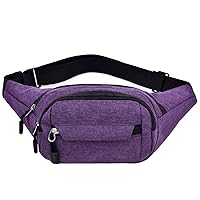 Waist Bag, Fanny Pack for Women and Men, Travel Hiking、Running、Four Pockets Portable Mobile Phone and Wallet(Purple)