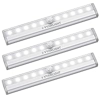 VYANLIGHT Under Cabinet Lights, Motion Sensor 10 LED Light Indoor - Light Strips for Closet, Kitchen, Bathroom, Pantry - Wireless Battery Operated Cabinet Lighting, Peel and Stick Anywhere, 3 Pack