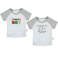 Pack of 2, Super Boy & Father and Son Best Friend for Life Funny Tshirt, Newborn Infant Baby Unisex T-Shirts Graphic Tee Tops
