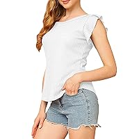 Tees for Women Trendy Peplum Tops for Women 2024 Summer Fashion Trendy Classic Solid Color with Short Sleeve Round Neck Shirts White Small