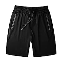Men's Athletic Shorts Summer Solid Color Ice Silk Fitness Running Stretch Comfy Soft Drawstring Sweatpants