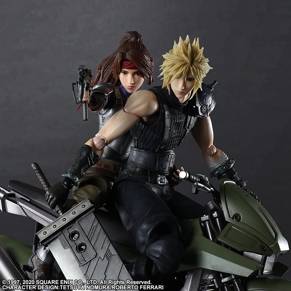 Square Enix Final Fantasy VII Remake: Cloud Strife, Jessie and Motorcycle Play Arts Kai Action Figure Set Jessie: W 3.13
