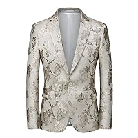Mens Slim Fit Blazer Jacket Business Affairs Printing Suit Wedding Nightclub DJ Singer Stage Formal Coat