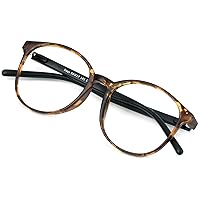 VisionGlobal Blue Light Blocking Glasses for Women/Men, Anti Eyestrain, Computer Reading, TV Glasses, Stylish Oval Frame, Anti Glare(Tortoise,+4.00 Magnification)