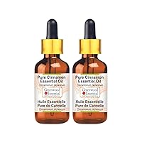 Pure Cinnamon Essential Oil (Cinnamomum zeylanicum) with Glass Dropper Steam Distilled (Pack of Two) 100ml X 2 (6.76 oz)