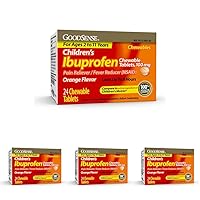 GoodSense Children's Ibuprofen Chewable Tablets, 100 mg, Orange Flavor, Pain Reliever and Fever Reducer, 24 Count (Pack of 4)