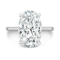 5 CT Oval Diamond Moissanite Engagement Rings Wedding Ring Band Solitaire Halo Hidden Prong Silver Jewelry Anniversary Promise Ring (7)