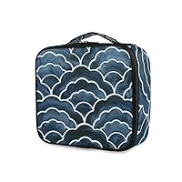ALAZA Makeup Case Japanese Style Wave Pattern Cosmetic Bag Organizer Travel Portable Storage Toiletry Bag Makeup Train Case with Adjustable Dividers for Teens Girls Women