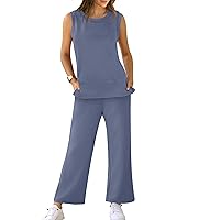 XIEERDUO Women 2 Piece Outfits Summer Tracksuit Wide Leg Pants Matching Lounge Set Loose Loungewear