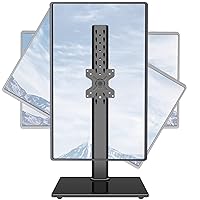 MOUNTUP Single Monitor Stand, Freestanding Ultrawide Monitor Mount for Desk Supports 13-42’’, 17.6 lbs Computer Screen, Tall Monitor Stand Adjustable Motion, VESA Stand with Tempered Glass Base