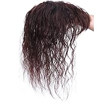 Human Hair Topper Wig with bangs Increase the amount of hair on the top of the head to cover the white hair Hairpiece fluffy(8x12 15cm Dark Brown)