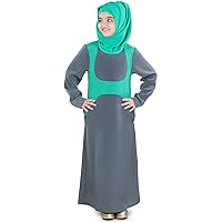 Islamic Green & Grey Girls Baby Abaya Burqa Maxi Kid's Dress AY-588-K