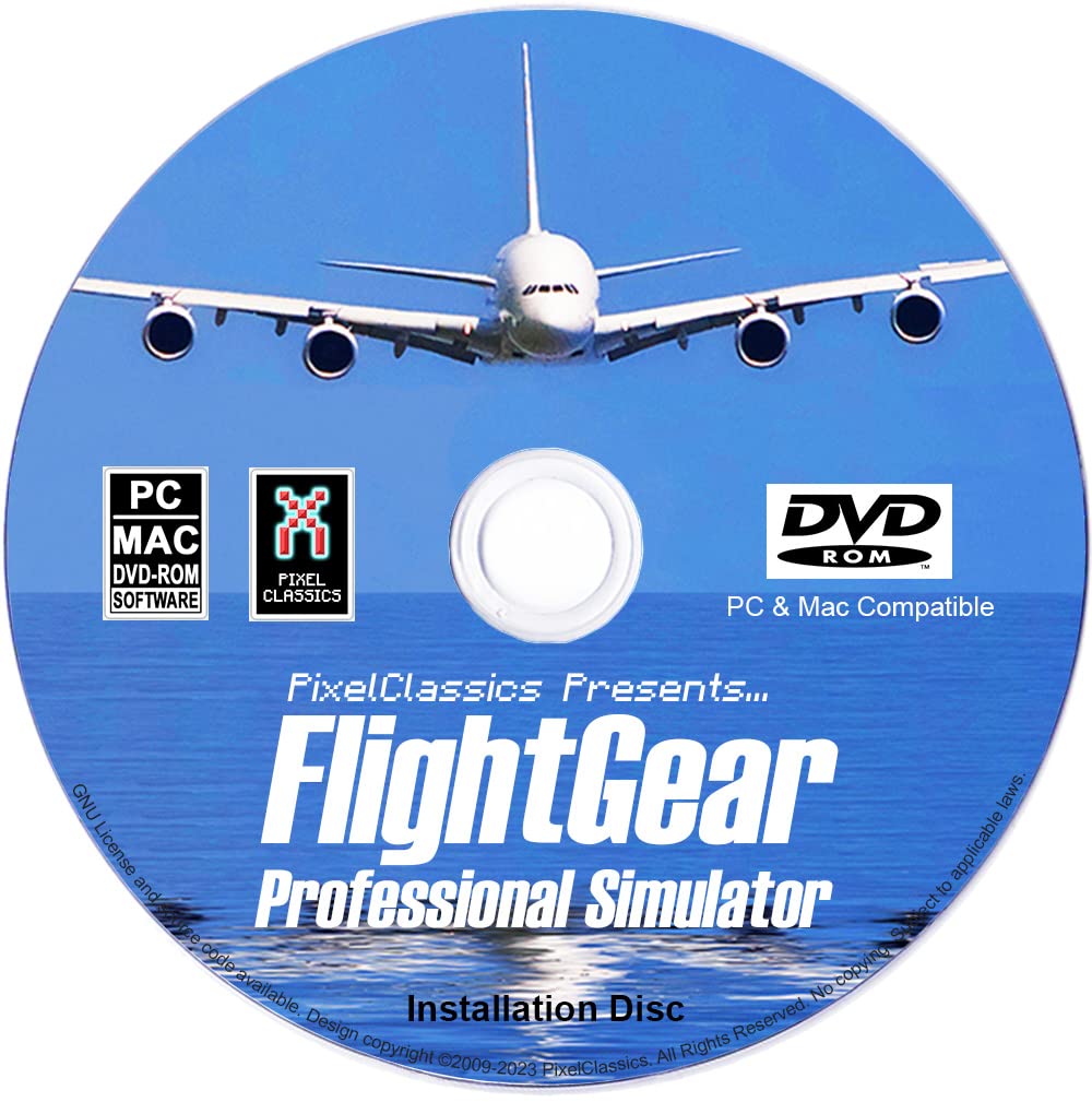 FlightGear Flight Simulator 2022 X Flight Sim Plane & Helicopter Including 600+ Aircraft DVD CD Disc Standard Edition Compatible with Microsoft Windows 11 10 8.1 8 7 Vista PC & Mac OS