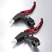 timely Lightweight Aluminum Bicycle Brake Handle Mountain Bike Cycling Brake Levers 2-Finger Bike Bicycle V-Brake 4 Colors efficient (Color : Red)