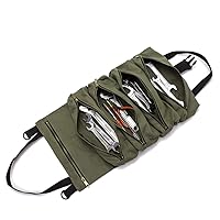 Super Roll Tool Roll,Multi-Purpose Roll Up Tool Bag, Wrench Roll,Canvas Tool Organizer Bucket,Car First Aid Kit Wrap Roll Storage Case,Hanging Tool Zipper Carrier Tote,Car Camping Gear
