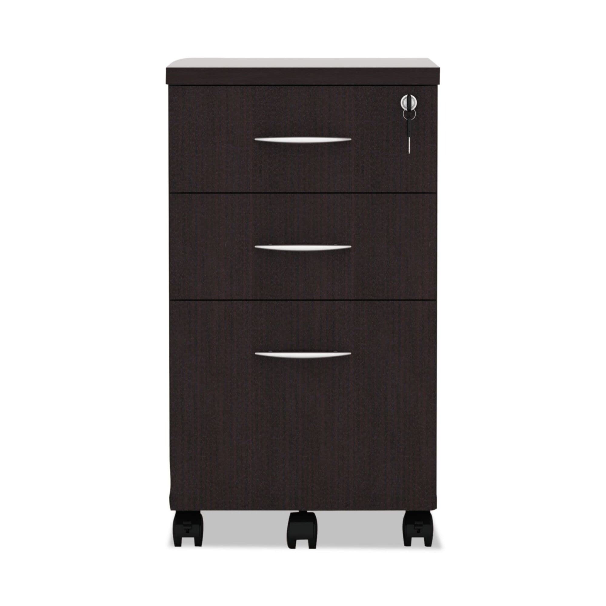 Alera ALEVA572816ES Valencia Series 15.88 in. x 20.5 in. x 23.38 in. Mobile Pedestal Box File Cabinet - Espresso