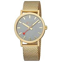Mondaine A660.30360.80SBM Men's Analogue Quartz Watch with Stainless Steel Strap, Gold Grey, Bracelet