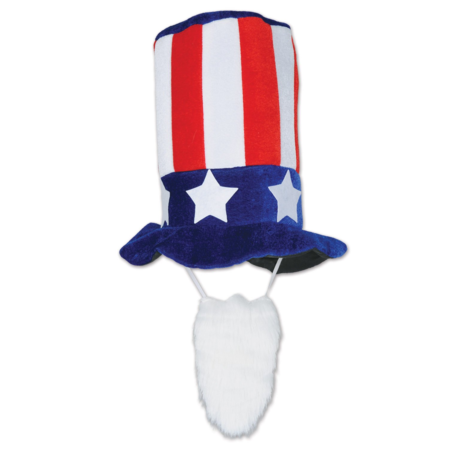 Beistle None Plush Patriotic Hat w/Beard, Red/White/Blue, One Size