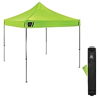Pop Up Canopy Tent, Heavy Duty, 10' x 10' Area, Peak Height 14', Includes Wheeled Bag, Ergodyne Shax 6000, Lime